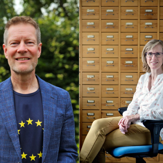 Billedet er sammensat af to fotos, som viser henholdsvis Claus Thornby Larsen og Inger Schoonderbeek Hansen