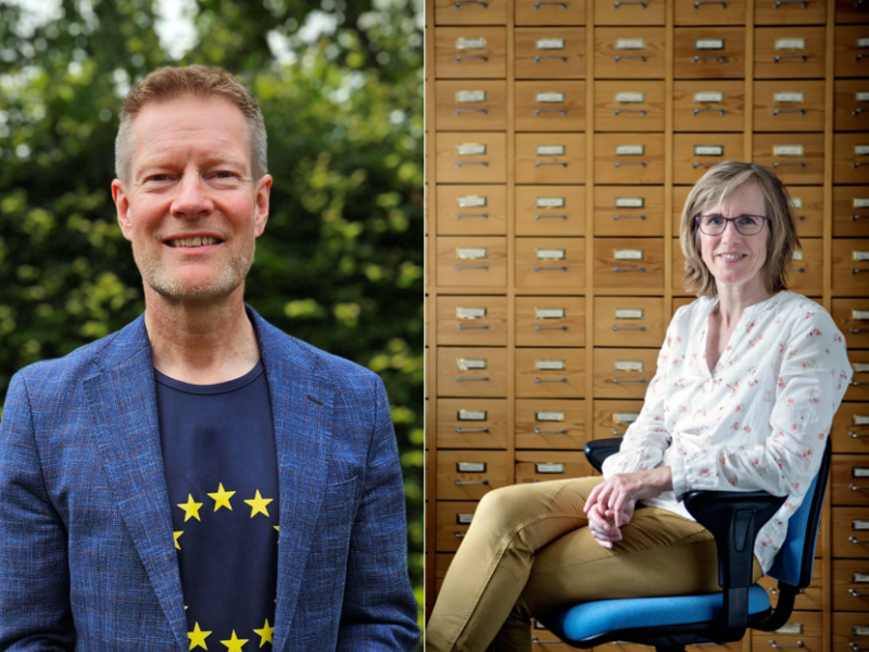 Billedet er sammensat af to fotos, som viser henholdsvis Claus Thornby Larsen og Inger Schoonderbeek Hansen